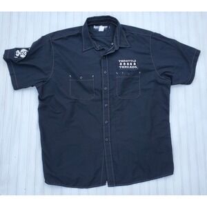 Throttle Threads‎ Black Short Sleeve Men Patches Shirt Button Down 2XL